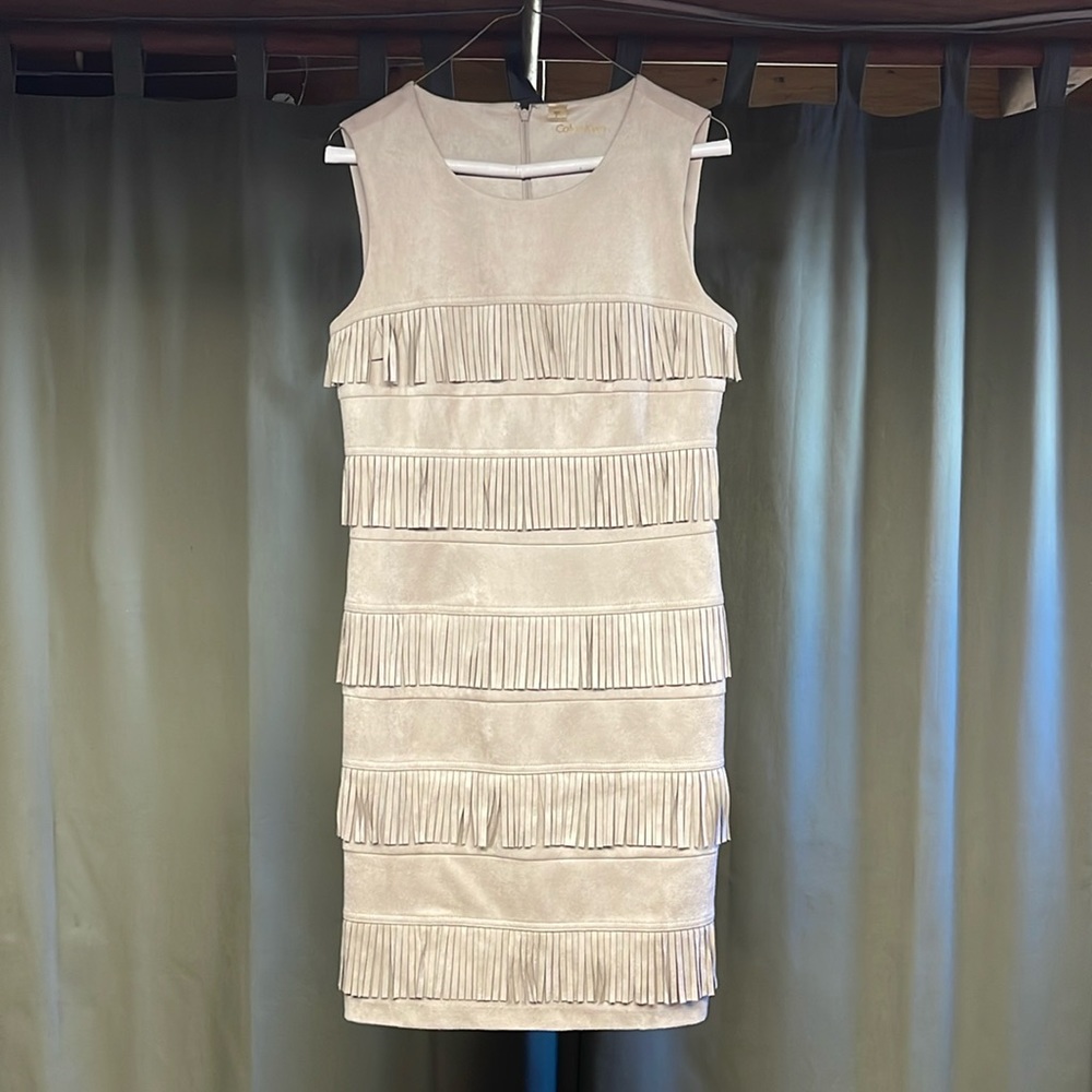 CALVIN KLEIN Suede Fringe Dress